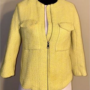 H&M Yellow Tweed Jacket Size2 Vintage Inspired, Light Weight Zip Front Jacket 🤩